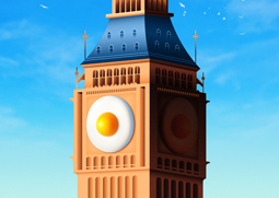 Illustrator and Artist Chen Wu's illustration of Big Ben from his egg series