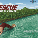 Illustrator Mark Frudd illustrations for Readers Digest article Rescue on the Elk River