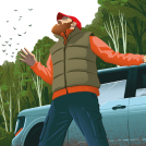 Illustrator Mark Frudd illustrations for Readers Digest article Rescue on the Elk River