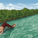 Illustrator Mark Frudd illustrations for Readers Digest article Rescue on the Elk River