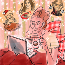 Illustrator Sarah Tanat-Jones illustration of Grace Dent for The Guardian