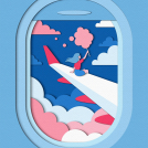 Zara Picken's paper cut style conceptual illustration of a girl sat on the wing of an aeroplane